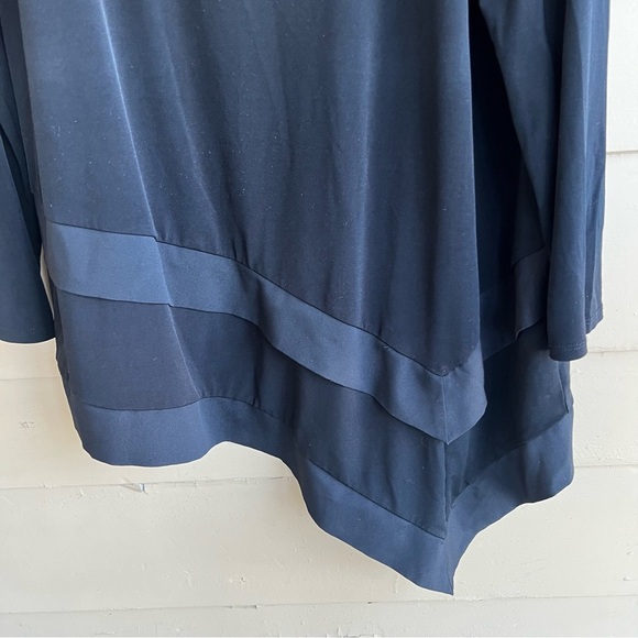 Chico's Black Asymmetrical Long Sleeve Tunic Top - Size 2 (Large) - Picture 3 of 5